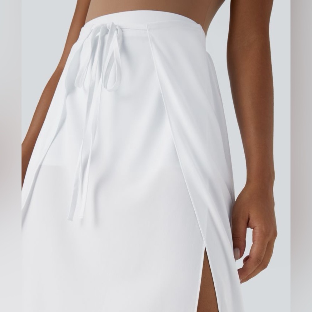 Halara Breezeful High Waisted Tie Front Flowy 2-in-1 Maxi Quick Dry Casual Skirt - Picture 4 of 14